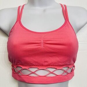 Victoria's Secret Pink Bralette Bra Lattice Band Strappy Back Unlined‎ Sz Small